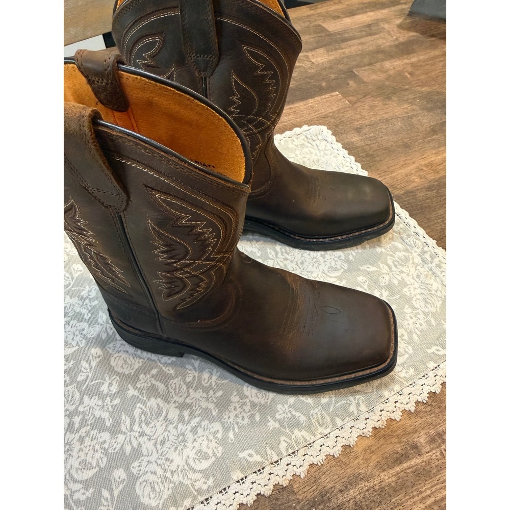Ariat Kids Sport Western Boots Distressed Brown Leather Square Toe 10042412 US 3 - Picture 2 of 14